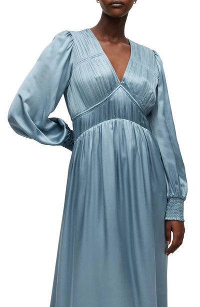 Shop Allsaints Estelle Long Sleeve Asymmetric Hem Dress In Blue