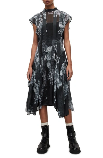 Shop Allsaints Freya Venetia Floral Midi Dress In Black