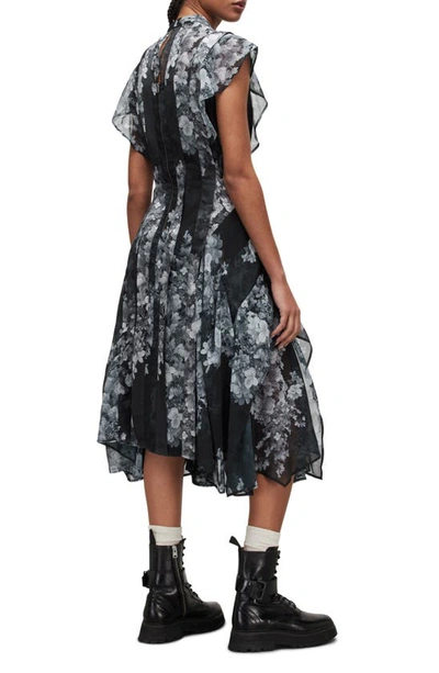 Allsaints Freya Venetia Floral Midi Dress In Black