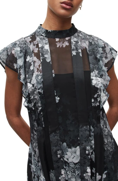 Allsaints Freya Venetia Floral Midi Dress In Black
