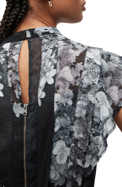 Allsaints Freya Venetia Floral Midi Dress In Black