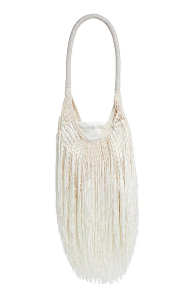 Shop Petit Kouraj Le Hoop Top Handle Bag In Coconut