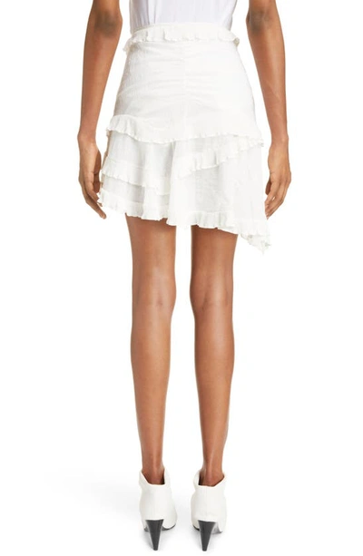 Shop Isabel Marant Geneva Shirred Ruffle Skirt In White