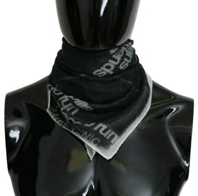 Shop Costume National Dark Gray Wool Foulard Branded Men's Scarf In Black/white