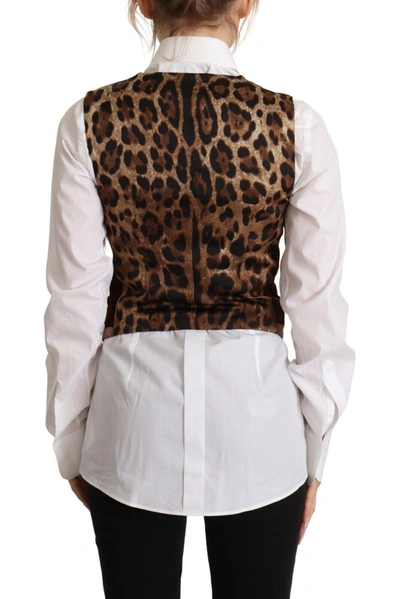 Shop Dolce & Gabbana Brown Corduroy Leopard V-neck Sleeveless Vest Women's Top