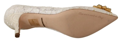 Shop Dolce & Gabbana White Taormina Lace Crystal Heels Pumps Women's Shoes