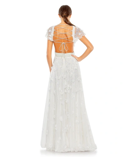 Shop Mac Duggal Embellished Lace Up Flowy Gown - Final Sale In White