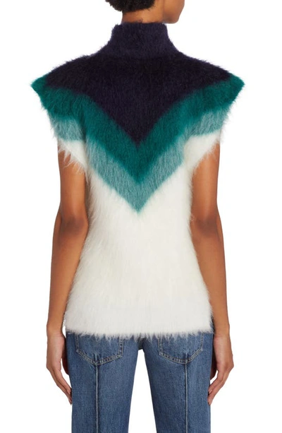 Shop Bottega Veneta Wool & Mohair Blend Sleeveless Turtleneck Sweater In Mid Blue/ Bil./ Chalk