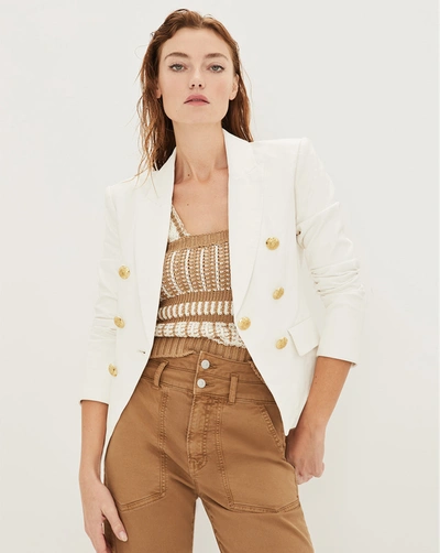 Shop Veronica Beard Cooke Leather Dickey Jacket In White