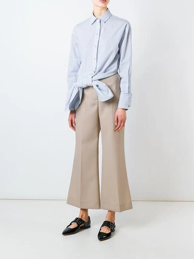 Shop Nina Ricci Cropped Flared Trousers In Neutrals