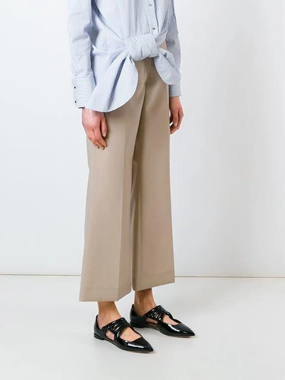 Shop Nina Ricci Cropped Flared Trousers In Neutrals