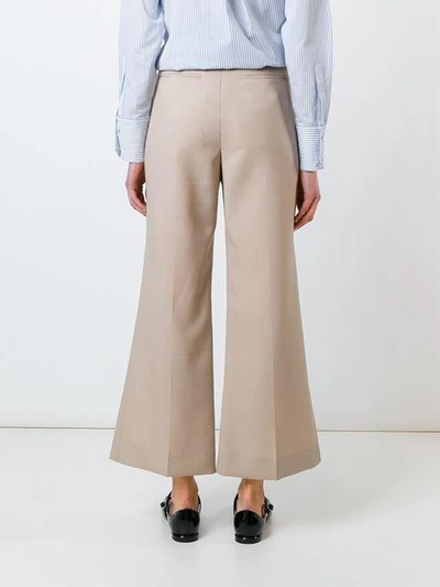 Shop Nina Ricci Cropped Flared Trousers In Neutrals