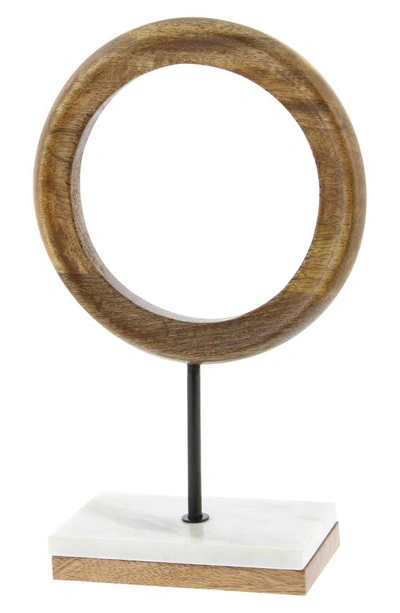 Shop Cosmo By Cosmopolitan Brown Mango Wood Circle Geometric Sculpture With Marble Stand