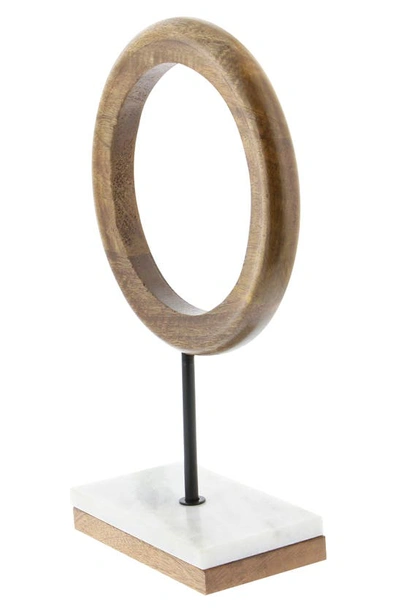 Shop Cosmo By Cosmopolitan Brown Mango Wood Circle Geometric Sculpture With Marble Stand