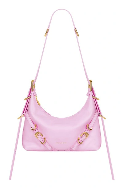 Shop Givenchy Mini Voyou Leather Hobo In Silk Pink