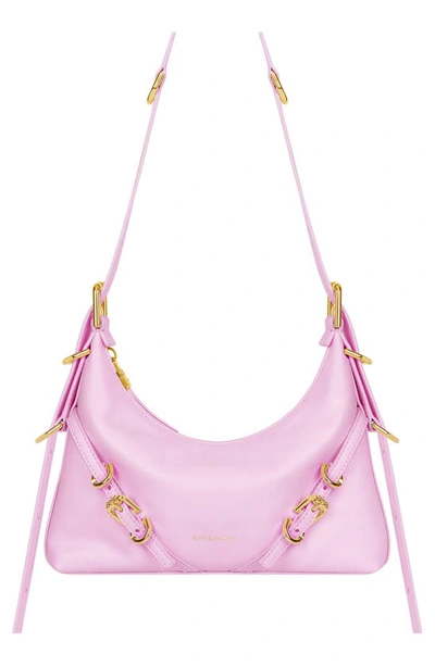Shop Givenchy Mini Voyou Leather Hobo In Silk Pink