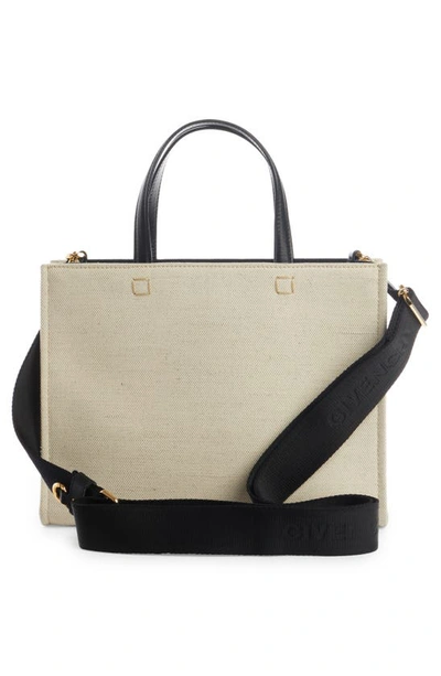 Shop Givenchy Small Canvas G-tote In Beige/ Black