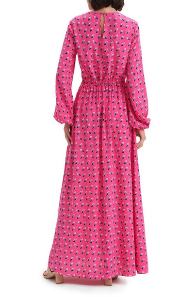 Shop Diane Von Furstenberg Sydney Long Sleeve Maxi Dress In Twis Geo Sign Pink