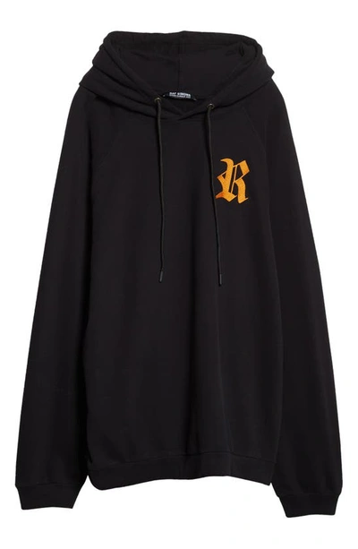 Shop Raf Simons Embroidered 'r' Oversize Hoodie In Black-orange 9935