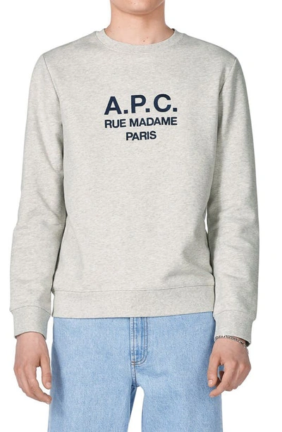 Shop Apc Rufus Organic Cotton Crewneck Sweatshirt In Heathered Ecru