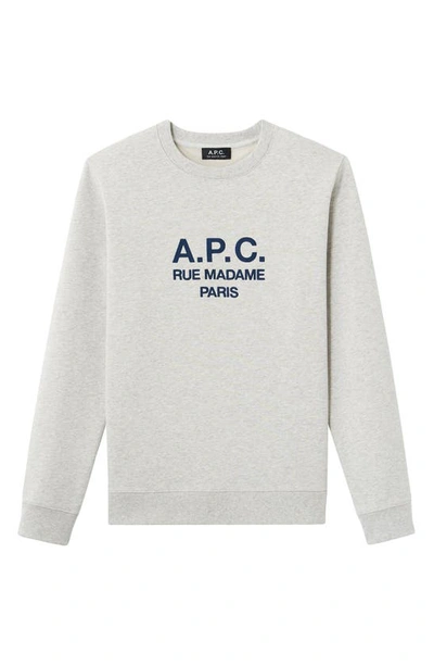 Shop Apc Rufus Organic Cotton Crewneck Sweatshirt In Heathered Ecru
