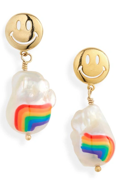 Shop Martha Calvo Over The Rainbow Barque Pearl Drop Earrings