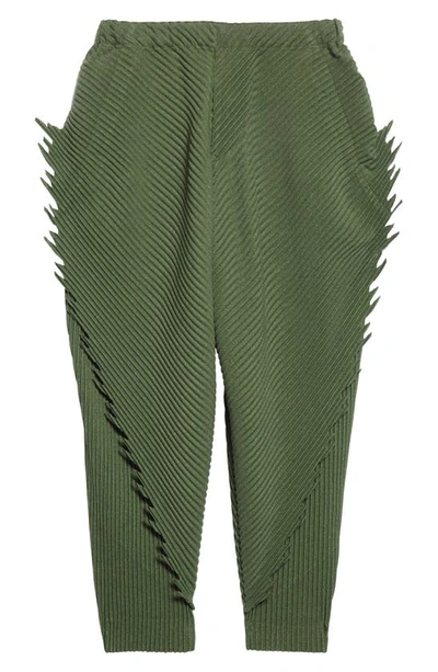 Shop Issey Miyake Serrate Pleated Pants In Green