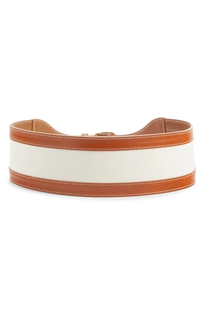 Shop Isabel Marant Woma Canvas & Leather Belt In Ecru/ Cognac