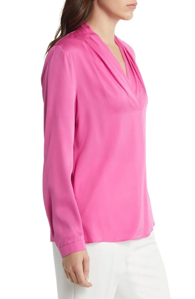 Shop Kobi Halperin Nellie Stretch Silk Georgette Top In Pink Tulip