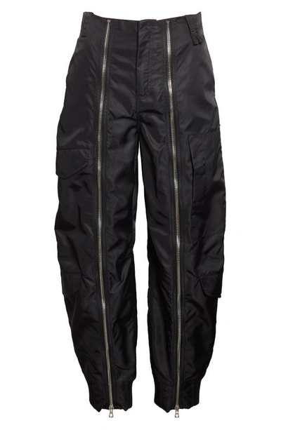Shop Simone Rocha Zip-up Leg Satin Cargo Pants In Black