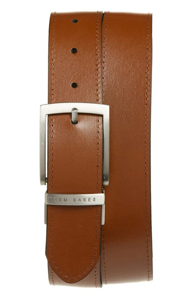 Shop Ted Baker Breemer Reversible Leather Belt In Brown/ Chocolate