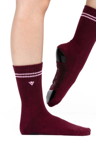 Shop Arebesk 2-pack Classic Crew Grip Socks In Black/burgundy