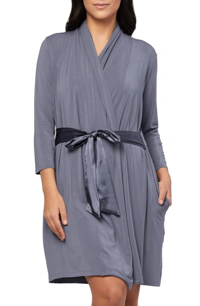 Shop Fleur't Iconic Silk Tie Robe In French Grey