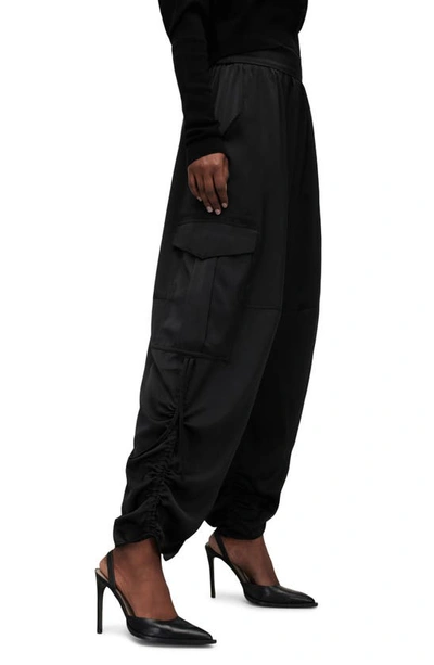 Shop Allsaints Kaye Ruched Cargo Pants In Black