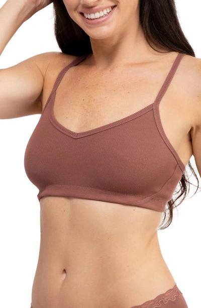 Shop Uwila Warrior Ribbed Stretch Cotton Racerback Bralette In Toffee