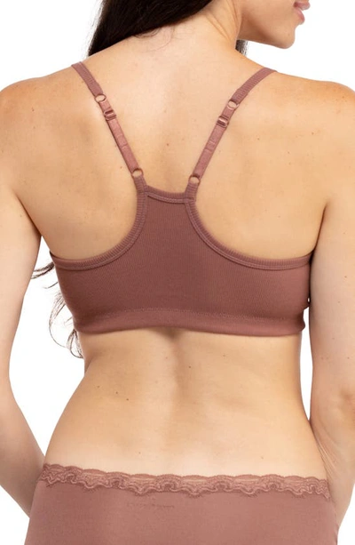 Uwila Warrior Ribbed Stretch Cotton Racerback Bralette In Toffee