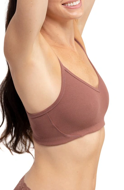 Uwila Warrior Ribbed Stretch Cotton Racerback Bralette In Toffee
