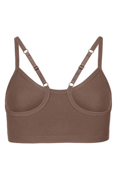 Uwila Warrior Ribbed Stretch Cotton Racerback Bralette In Toffee