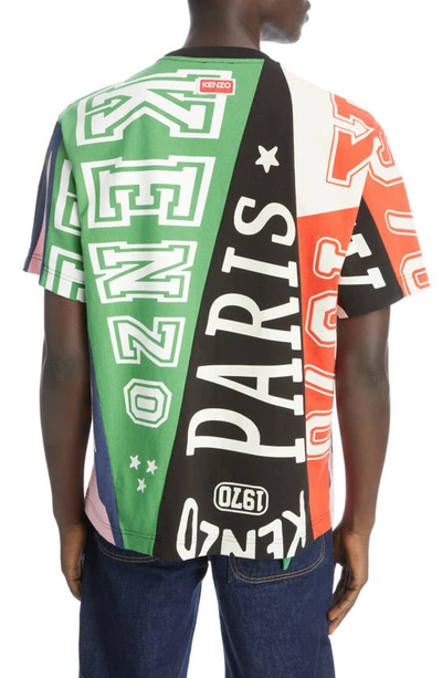 Shop Kenzo Flag Print Oversize Cotton T-shirt In Green Multicolor