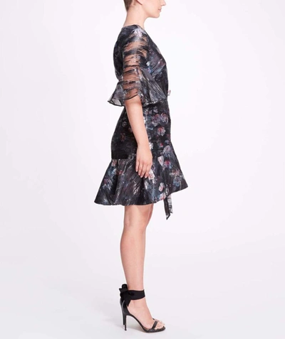 Shop Marchesa Printed Floral Fil Coupe Wrap Dress In Black