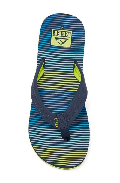 Shop Reef Kids' Ahi Flip Flop In Aqua Green Stripe