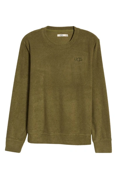 Shop Ugg Coen Brushed Terry Cloth Crewneck Sweatshirt In Burnt Olive