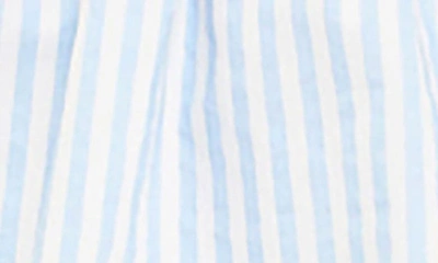 English Factory Stripe Puff Sleeve Peplum Top In Blue Stripes