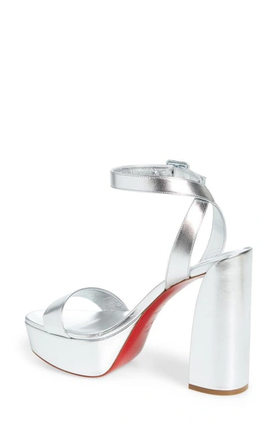 Shop Christian Louboutin Movida Sabina Ankle Strap Sandal In Silver/ Lin Silver