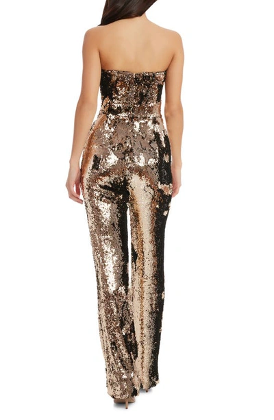 Shop Dress The Population Andy Sequin Strapless Jumpsuit In Gold