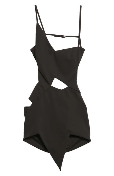 Shop Attico Astra Cutout Jersey Minidress In Black