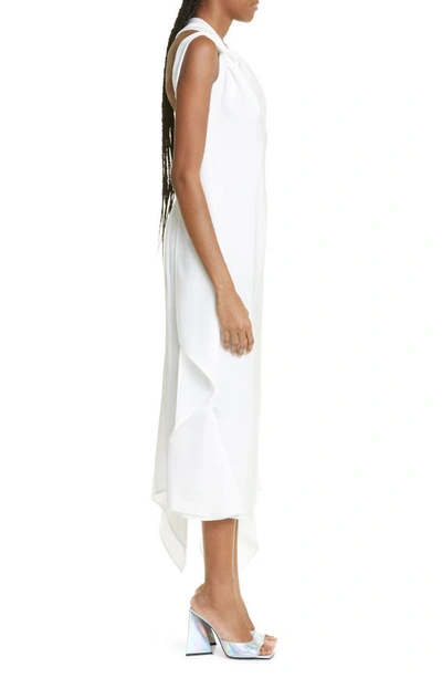 Shop Attico Sam Asymmetric Cutout Double Satin Midi Dress In White