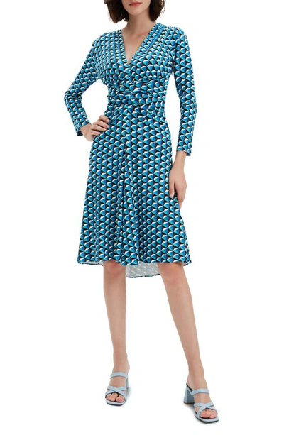 Shop Diane Von Furstenberg Jerry Geo Print Long Sleeve Dress In Feb Geo Sm Gdes Turq