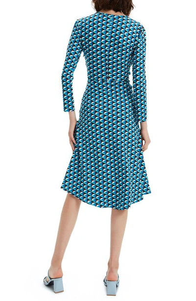 Shop Diane Von Furstenberg Jerry Geo Print Long Sleeve Dress In Feb Geo Sm Gdes Turq