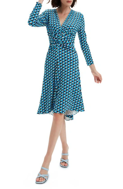 Shop Diane Von Furstenberg Jerry Geo Print Long Sleeve Dress In Feb Geo Sm Gdes Turq